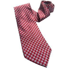 Ermenegildo Zegna Men’s 100% Silk Italian Tie Red Geometric Dot Classic Luxury